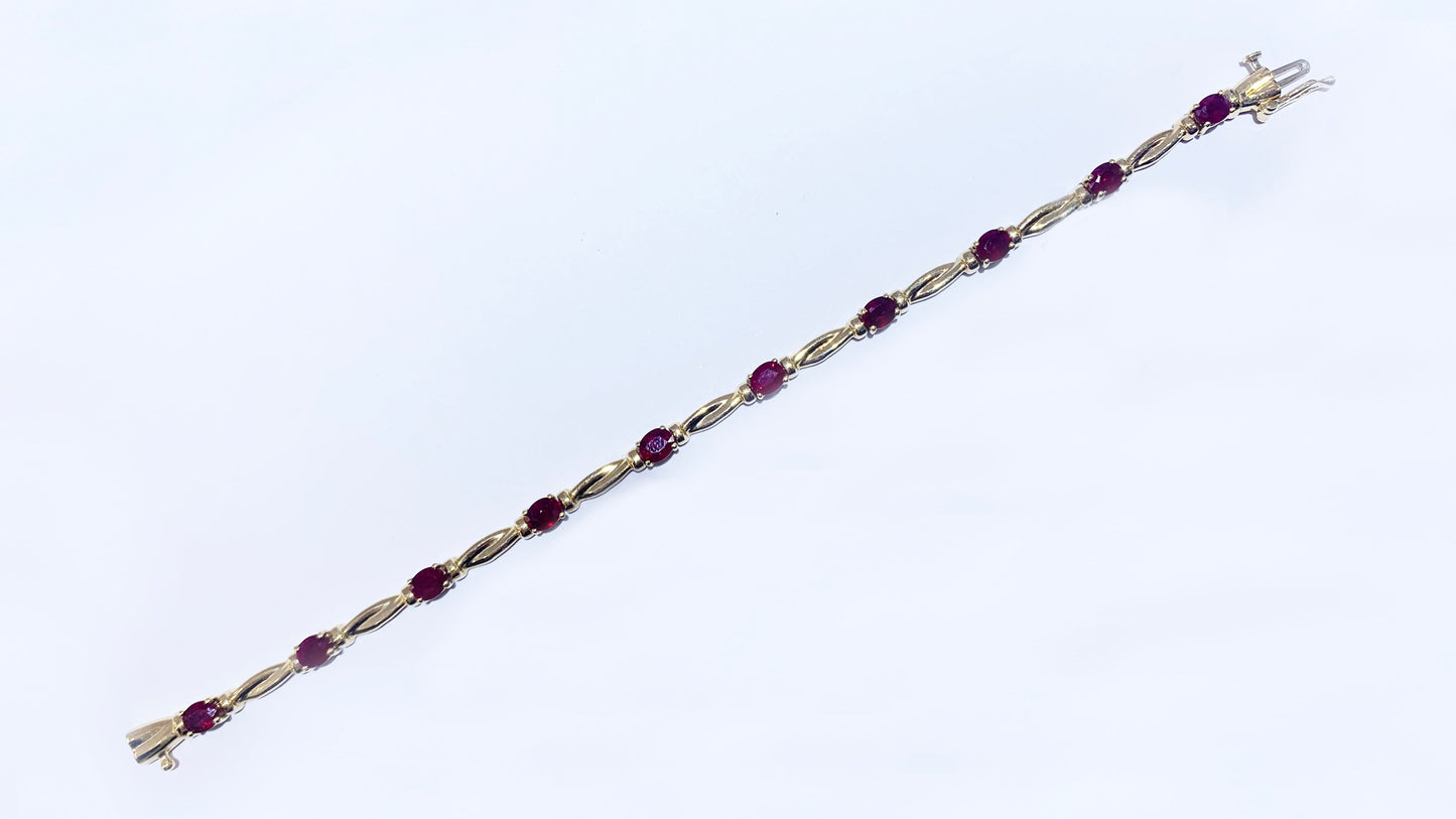 14K Yellow Gold Ruby Diamond Bracelet