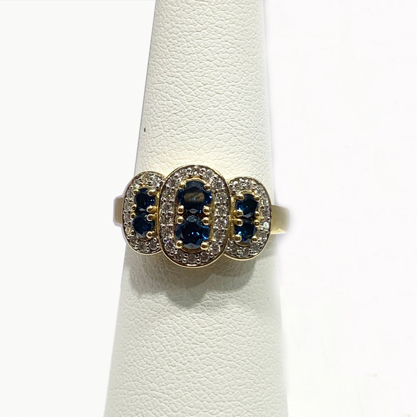 14k White Gold Blue Diamond Ring