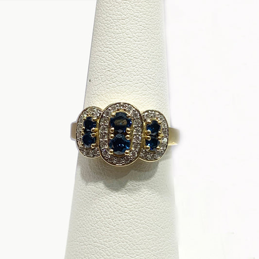 14k White Gold Blue Diamond Ring