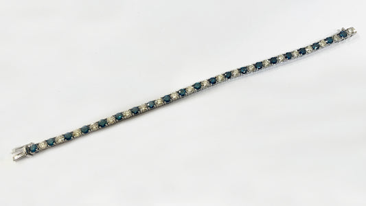 14k White Gold Blue Diamond Bracelet
