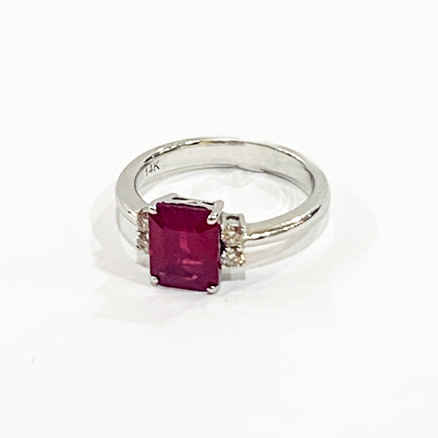 14k White Gold Ruby Diamond Ring