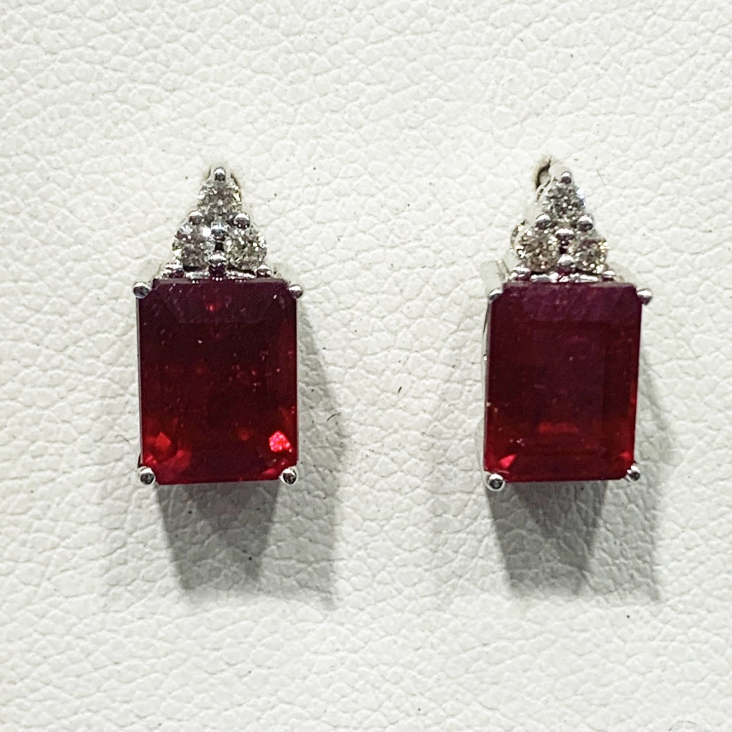 14k Yellow Gold Ruby Diamond Earrings