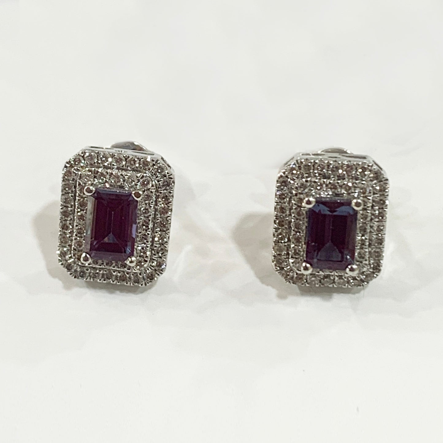 14K White Gold Alexandrite Earrings