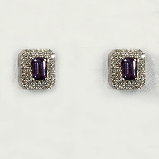 14K White Gold Alexandrite Earrings