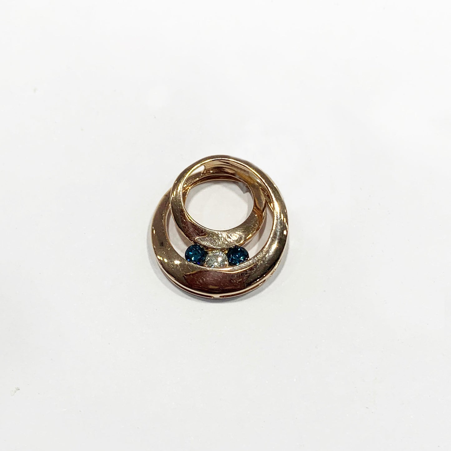 14k Rose Gold Blue Diamond Pendant