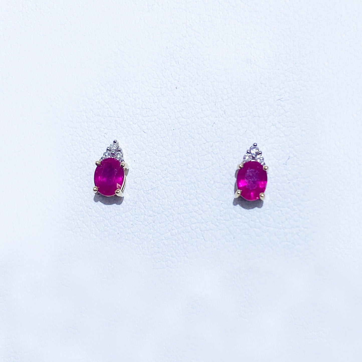 14k Yellow Gold Ruby Diamond Earrings
