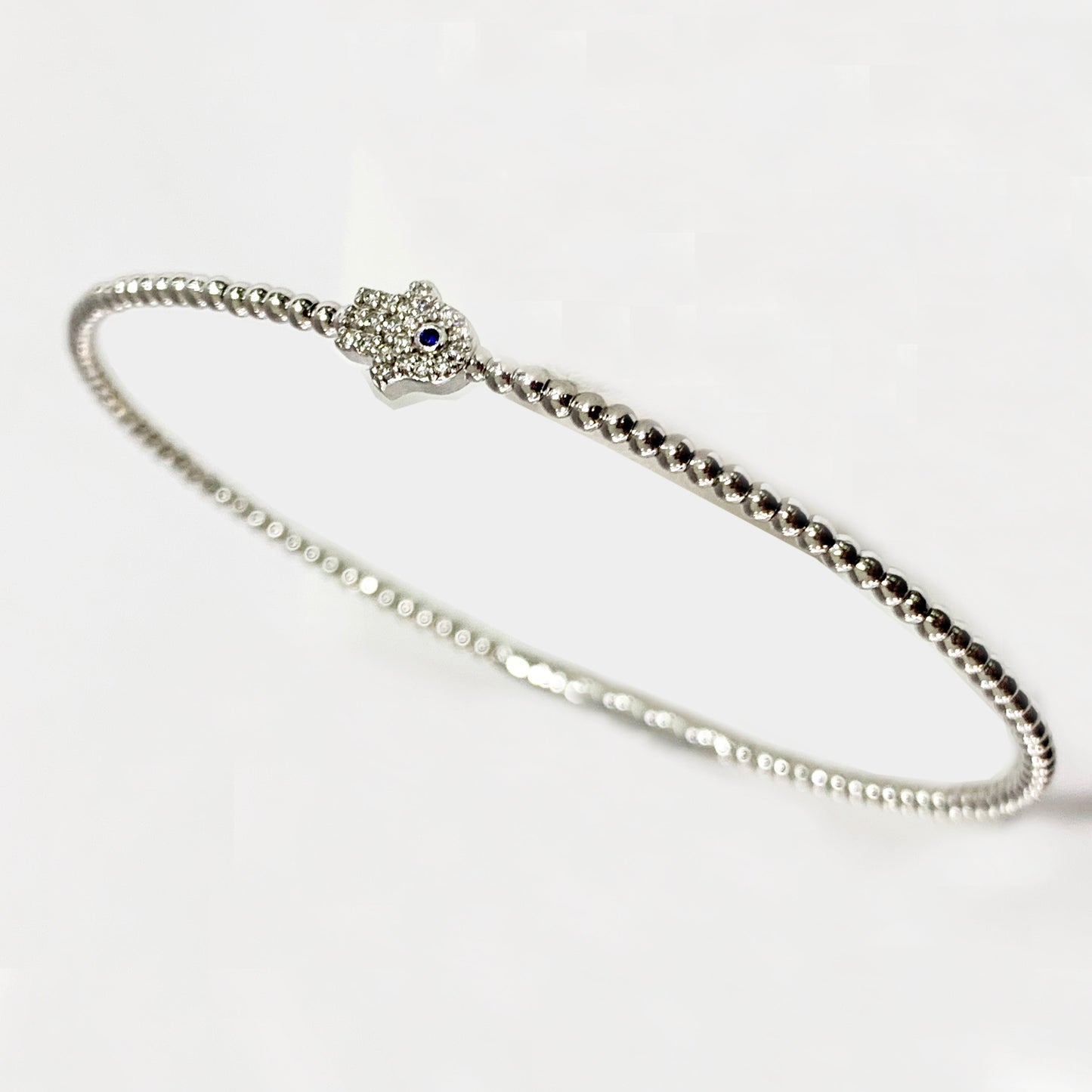 14k White Gold hand of God Diamond Bangle