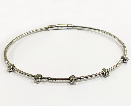 14k White Gold Diamond Flex Bangle