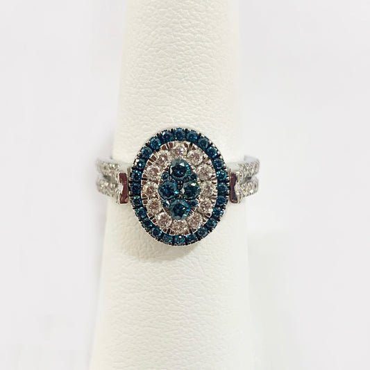 14k White Gold Blue/White Diamond Flip Ring