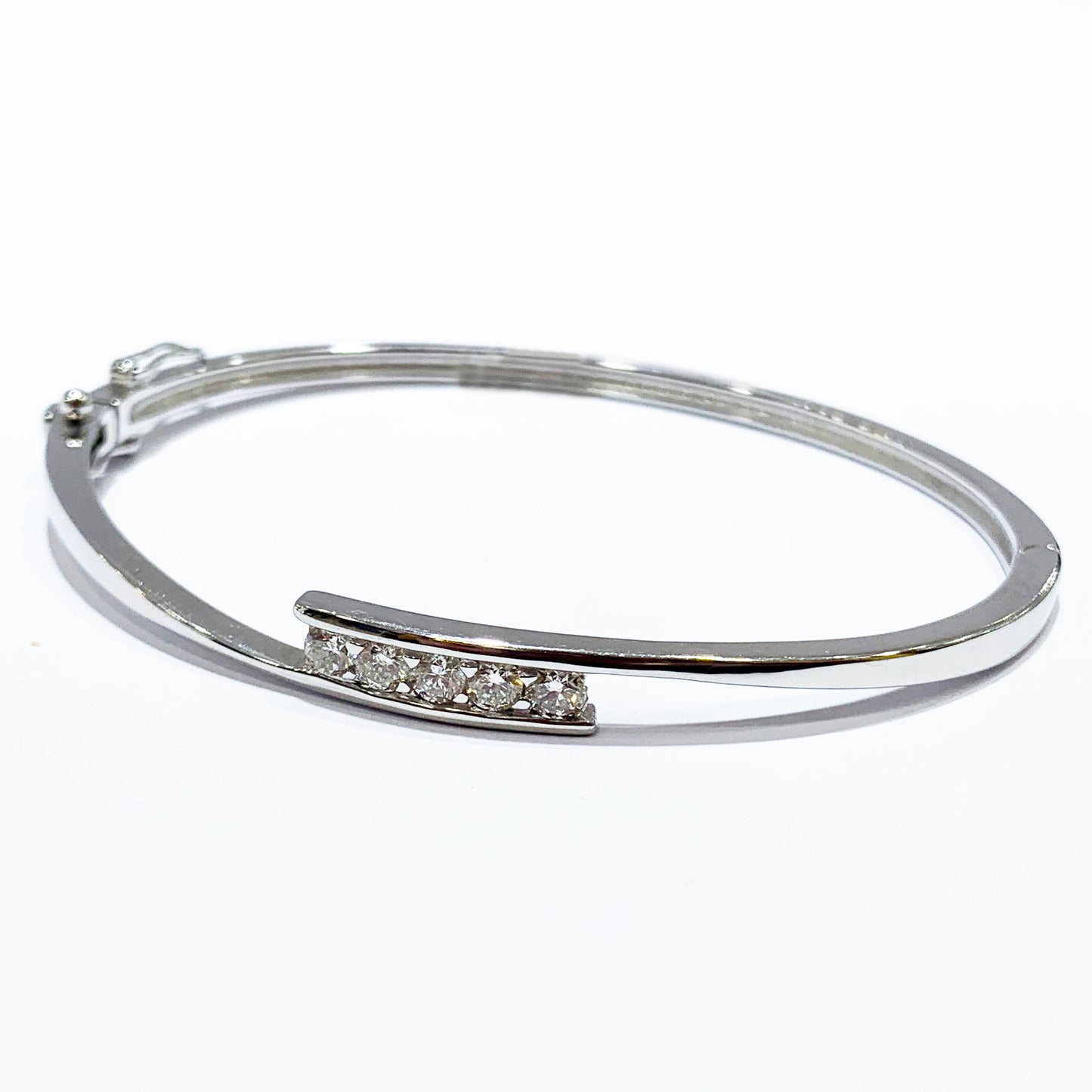 14k White Gold Diamond Bangle