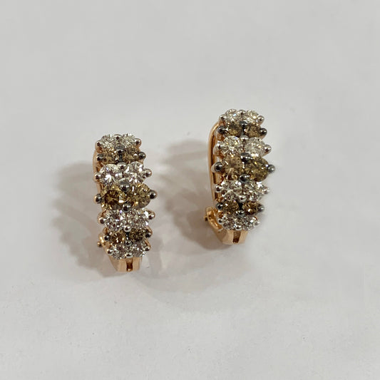 14k Rose Gold Brown Diamond Earrings