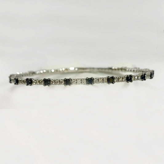 14k White Gold Black Diamond Flex Bangle