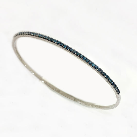 14k White Gold Blue Diamond Flex Bangle