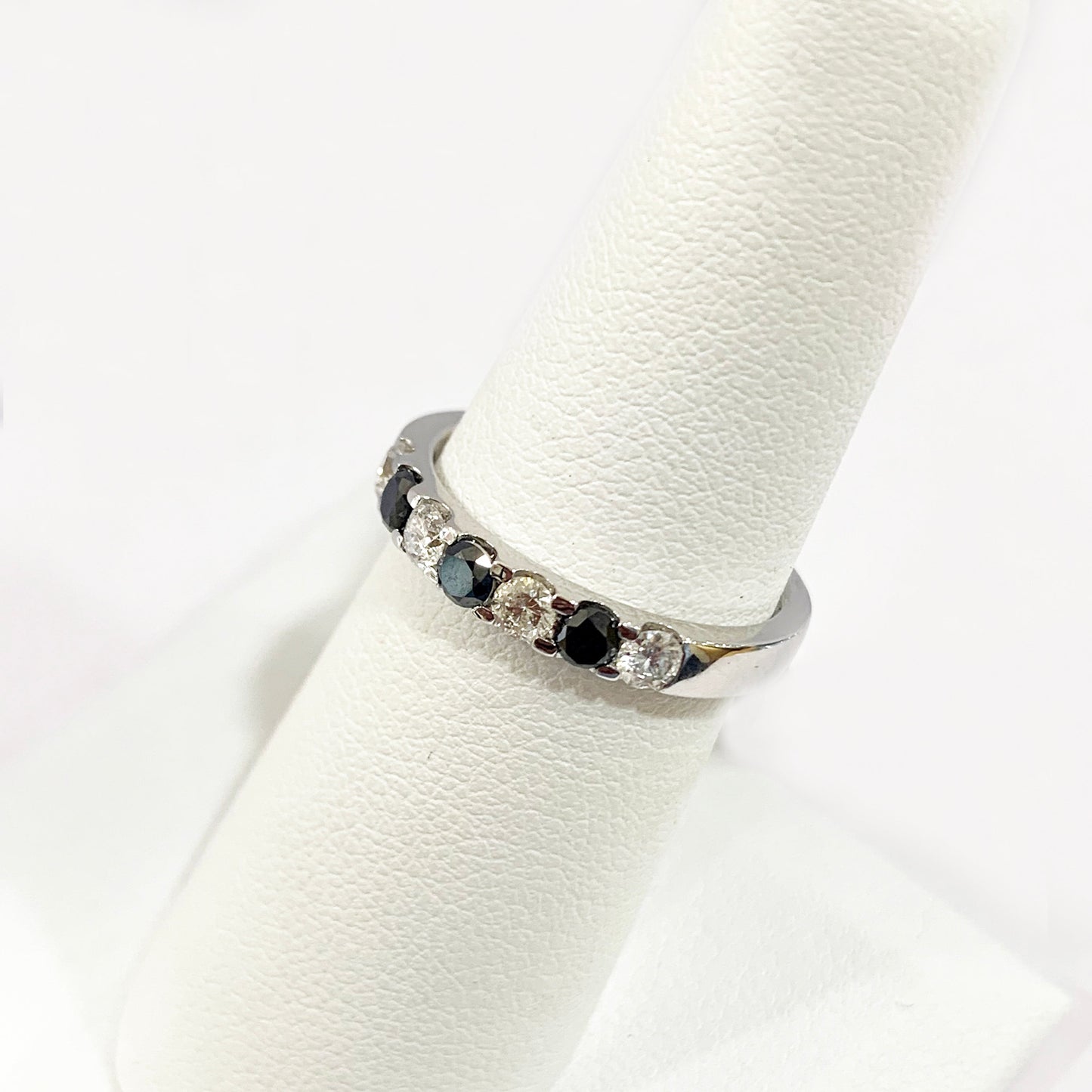 14k White Gold Black Diamond Ring