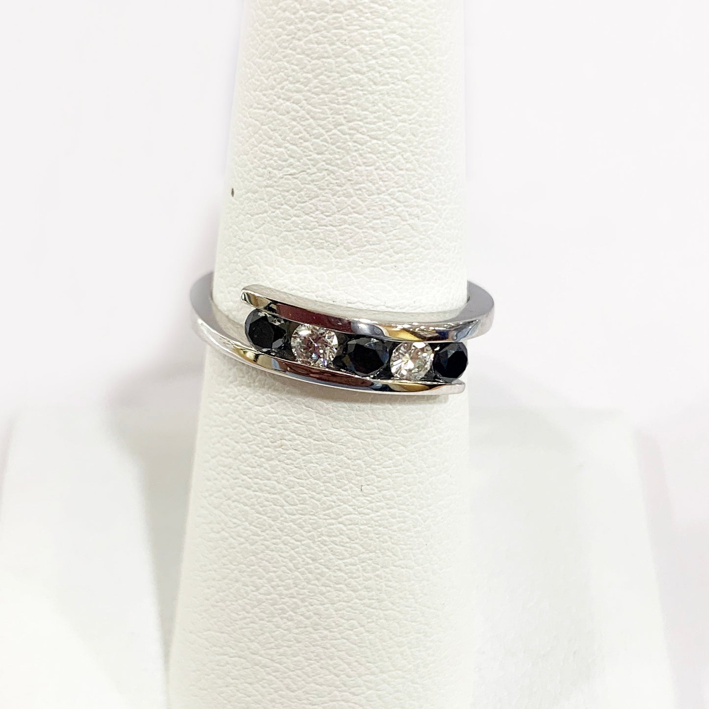 14k White Gold Black Diamond Ring