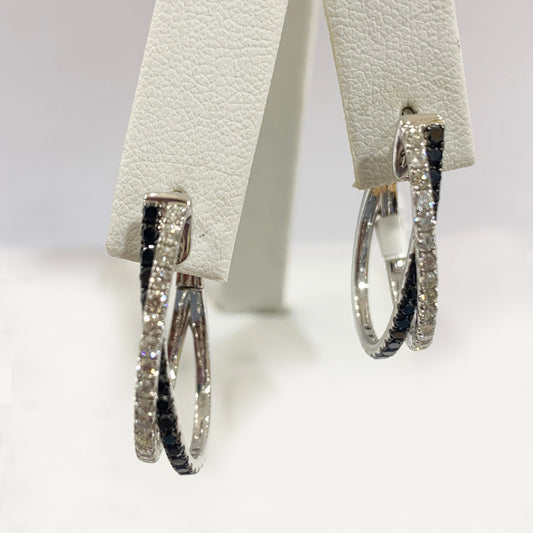 14k White Gold Black Diamond Earrings