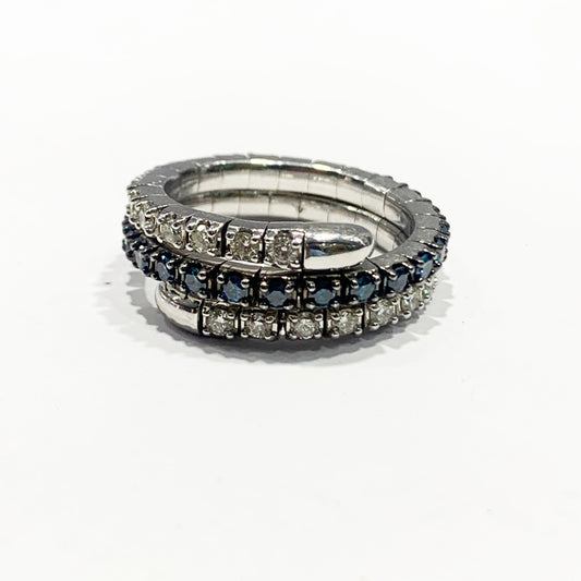 14k White Gold Blue Diamond Ring