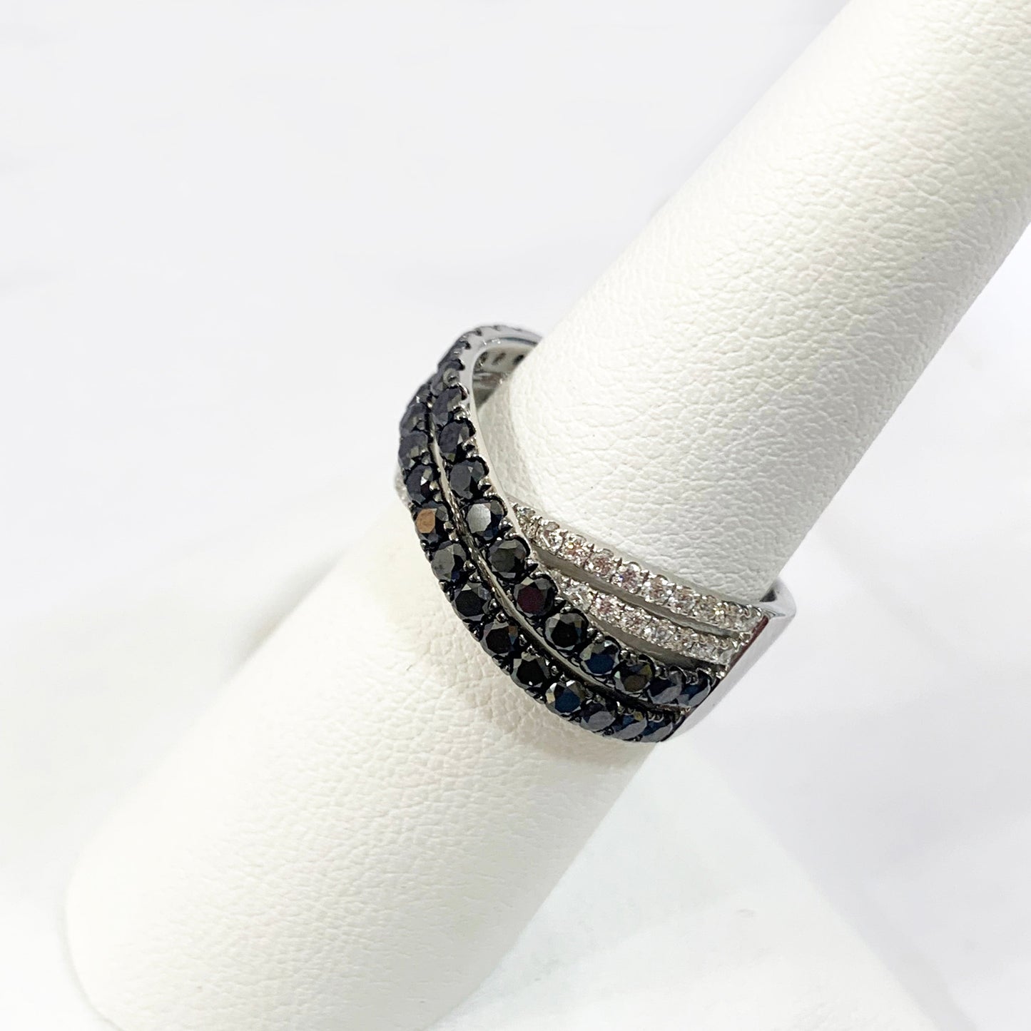 14k White Gold Black Diamond Ring