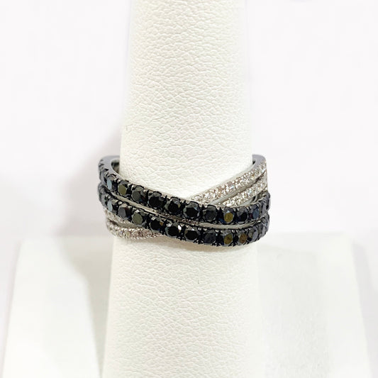 14k White Gold Black Diamond Ring