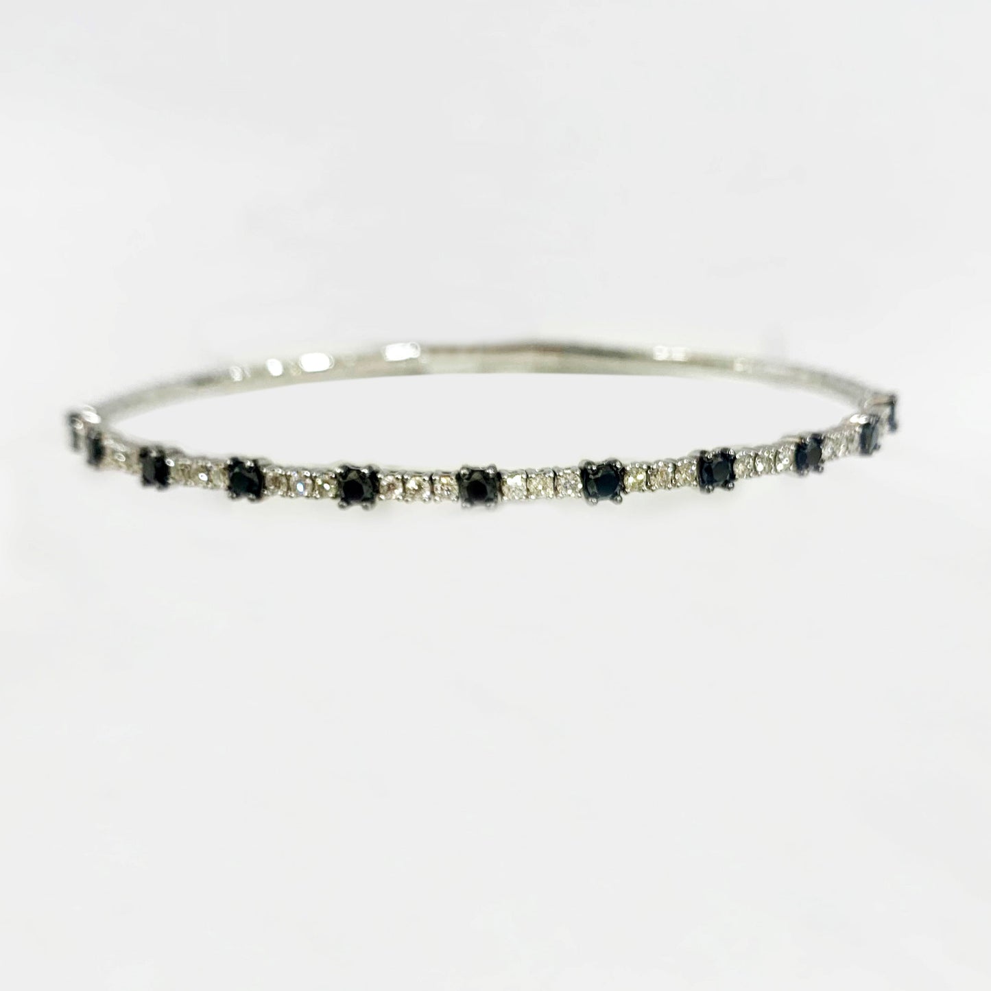 14k White Gold Black Diamond Flex Bangle