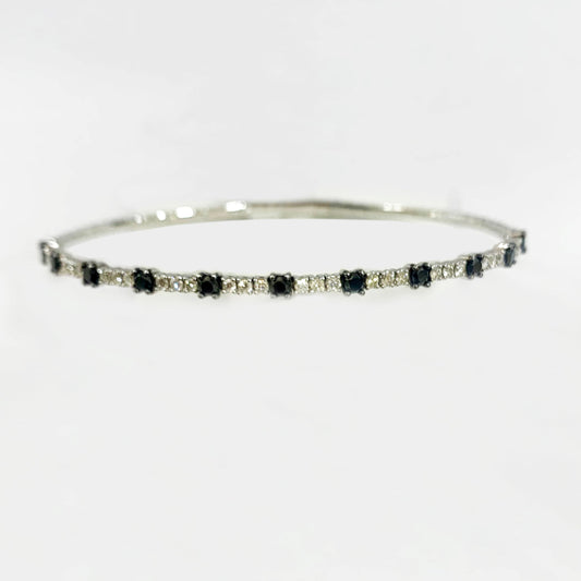 14k White Gold Black Diamond Flex Bangle