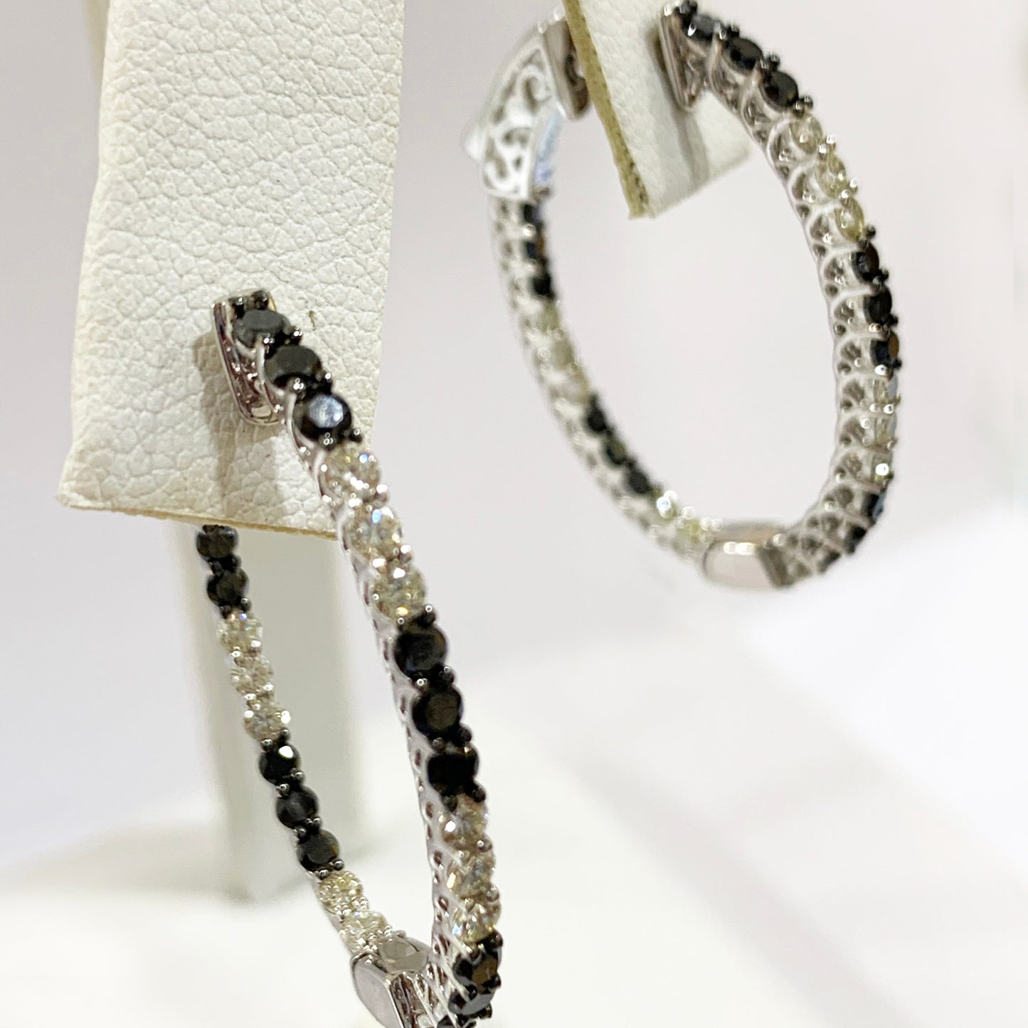 14k White Gold Black Diamond Earrings