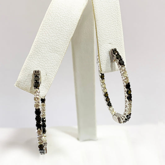 14k White Gold Black Diamond Earrings