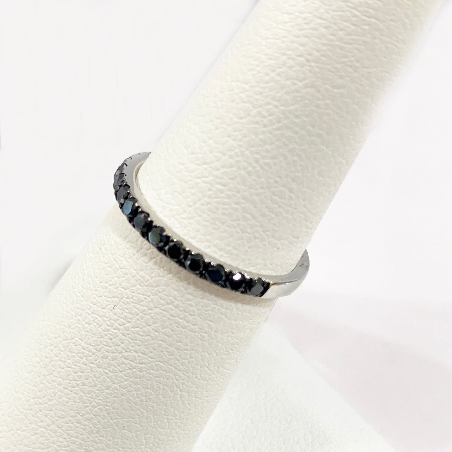 14k White Gold Black Diamond Ring