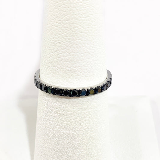 14k White Gold Black Diamond Ring