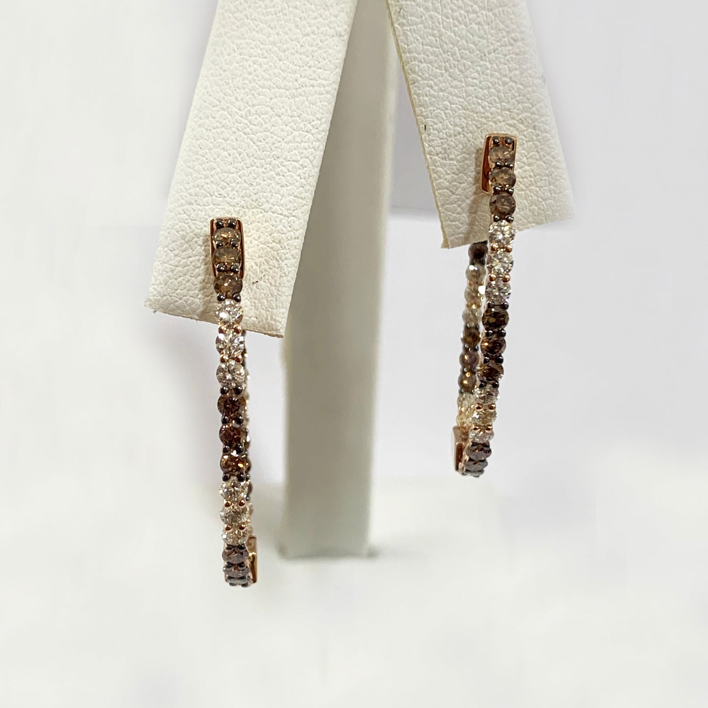 14k Rose Gold Brown Diamond Earrings