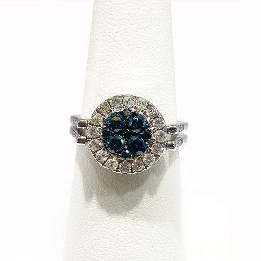 14k White Gold Blue/White Diamond Flip Ring