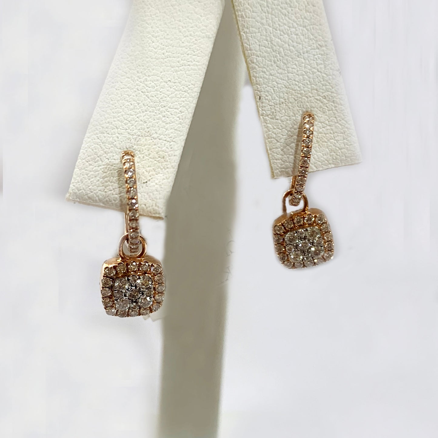 14k Rose Gold Brown & White Diamond Flip Earrings