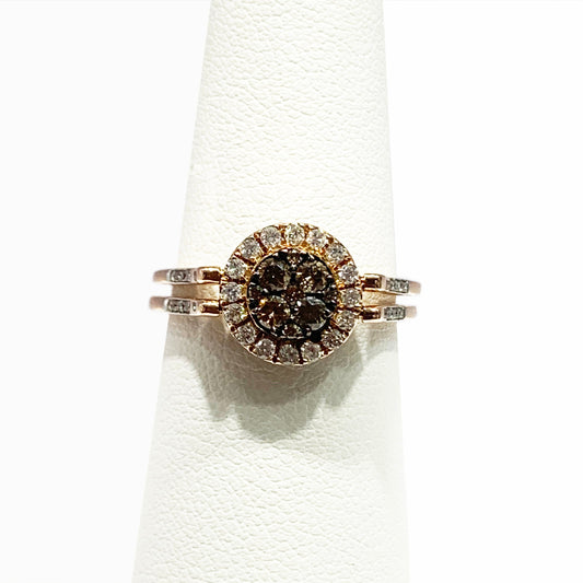 14k Rose Gold Brown & White Diamond Flip Ring