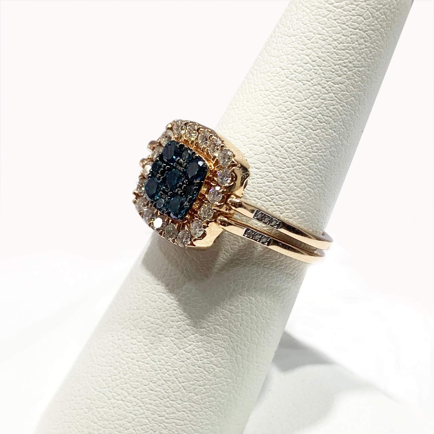 14k Rose Gold Blue/White Diamond Flip Ring