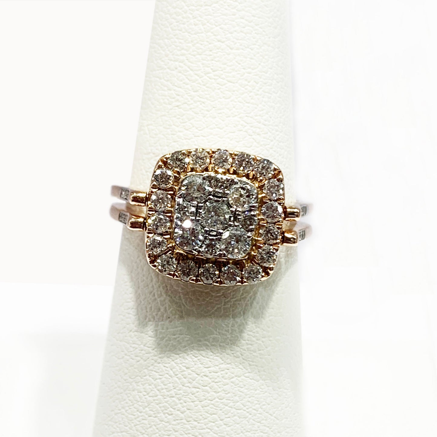 14k Rose Gold Blue/White Diamond Flip Ring