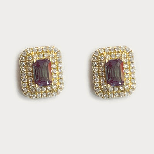 14k Yellow Gold Alexandrite Earrings