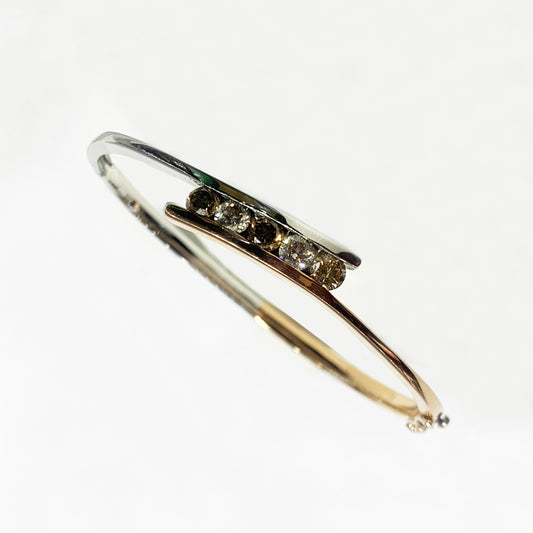 14k Two Tone Chocolate Diamond Bangle
