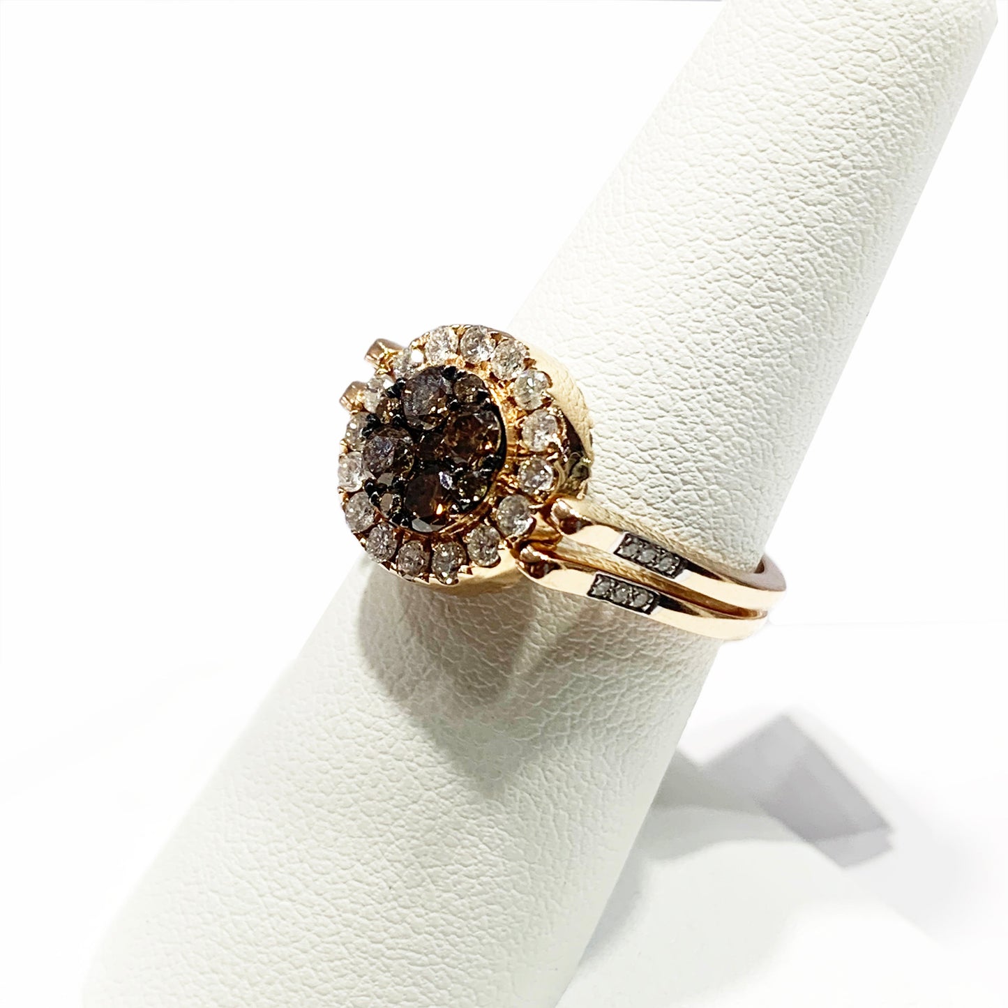 14k Rose Gold Brown & White Diamond Ring