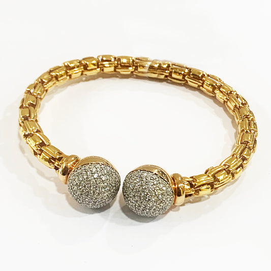 14k Rose Gold White Diamond Bangle