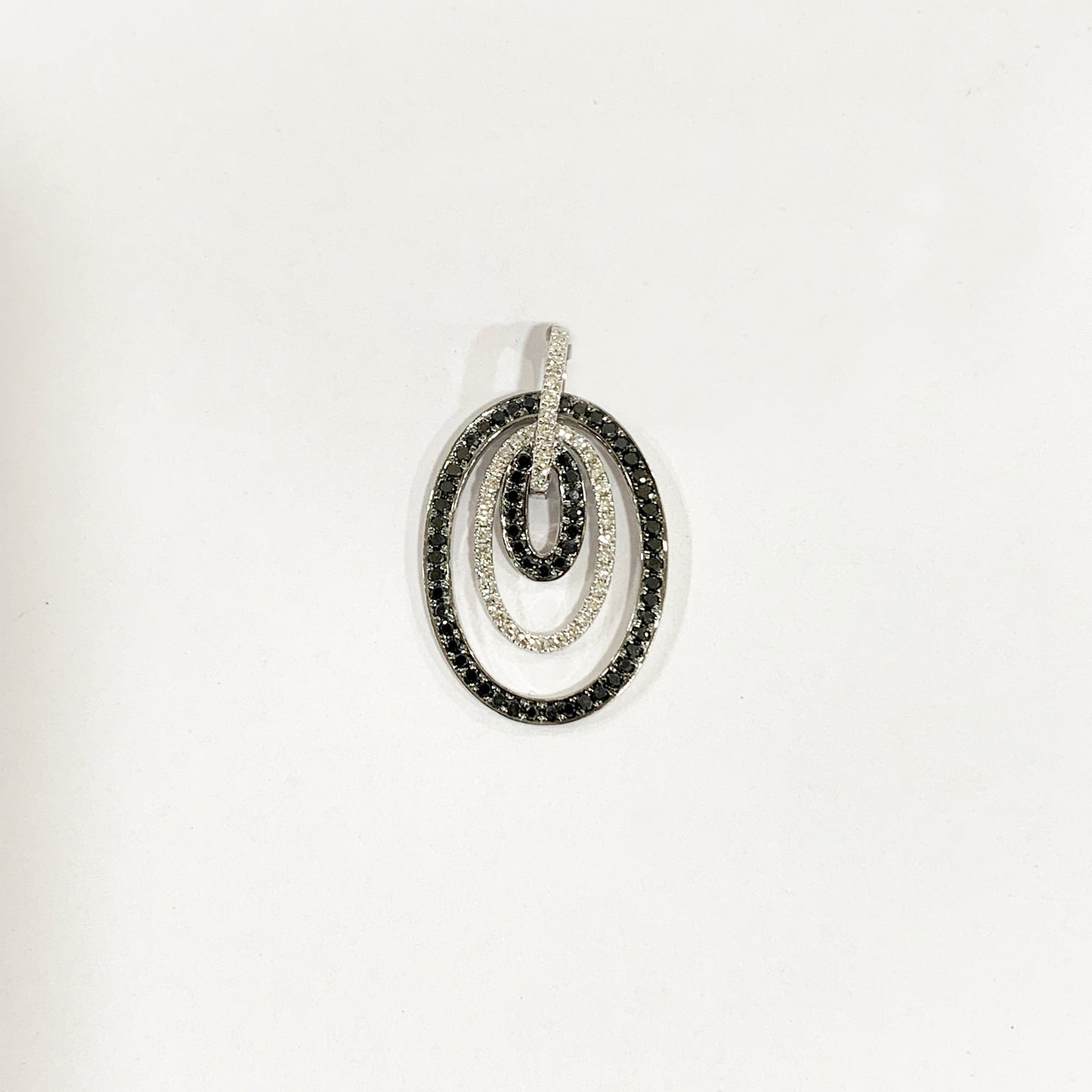 14k White Gold Black Diamond Pendant