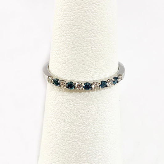 14k White Gold Blue Diamond Ring