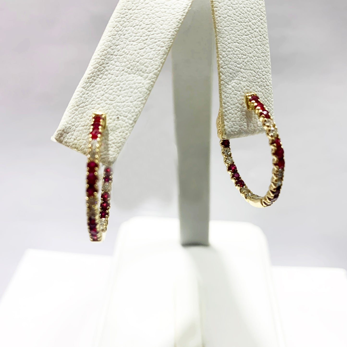 14k Yellow Gold Ruby Diamond Earrings