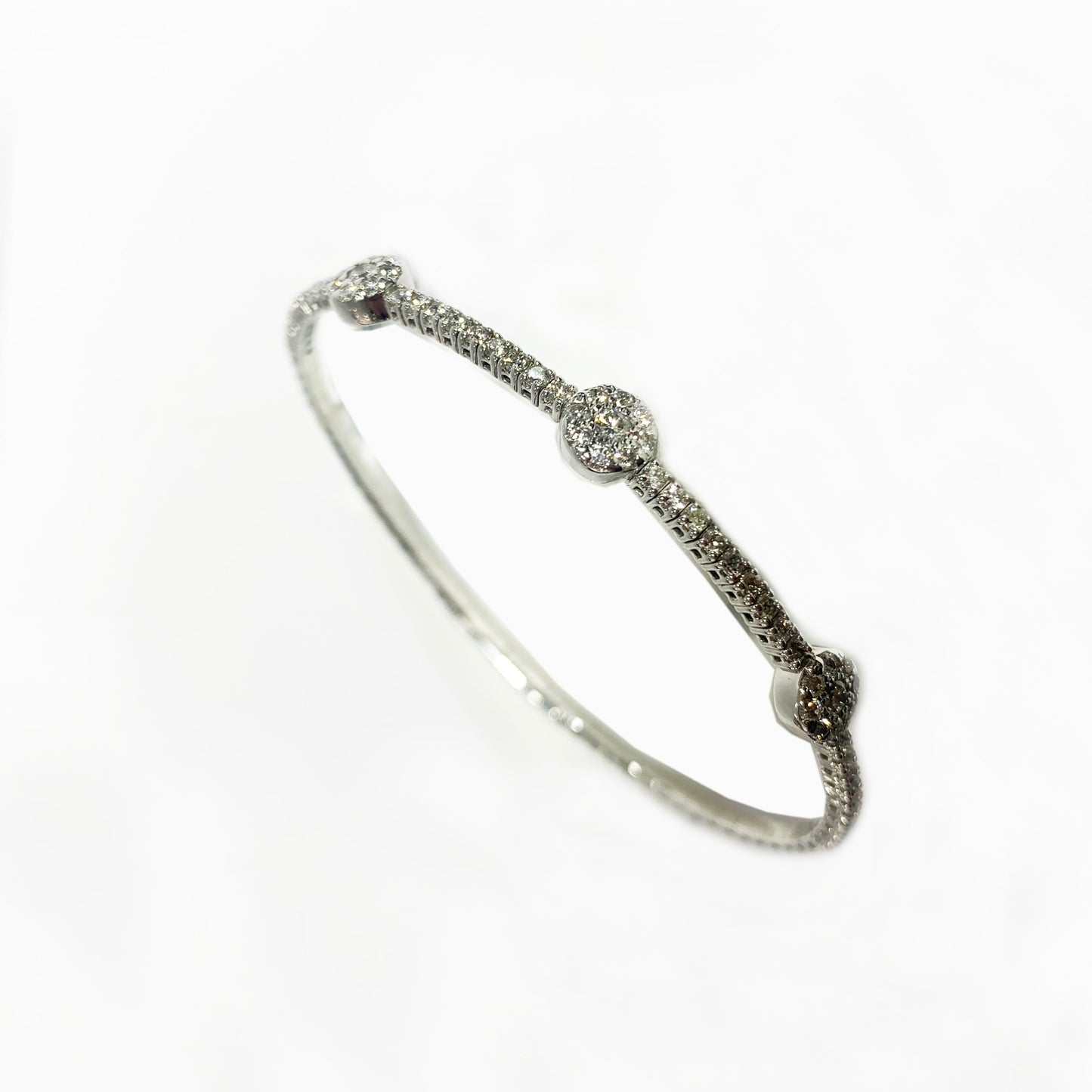 14k White Gold White Diamond Flex Bangle