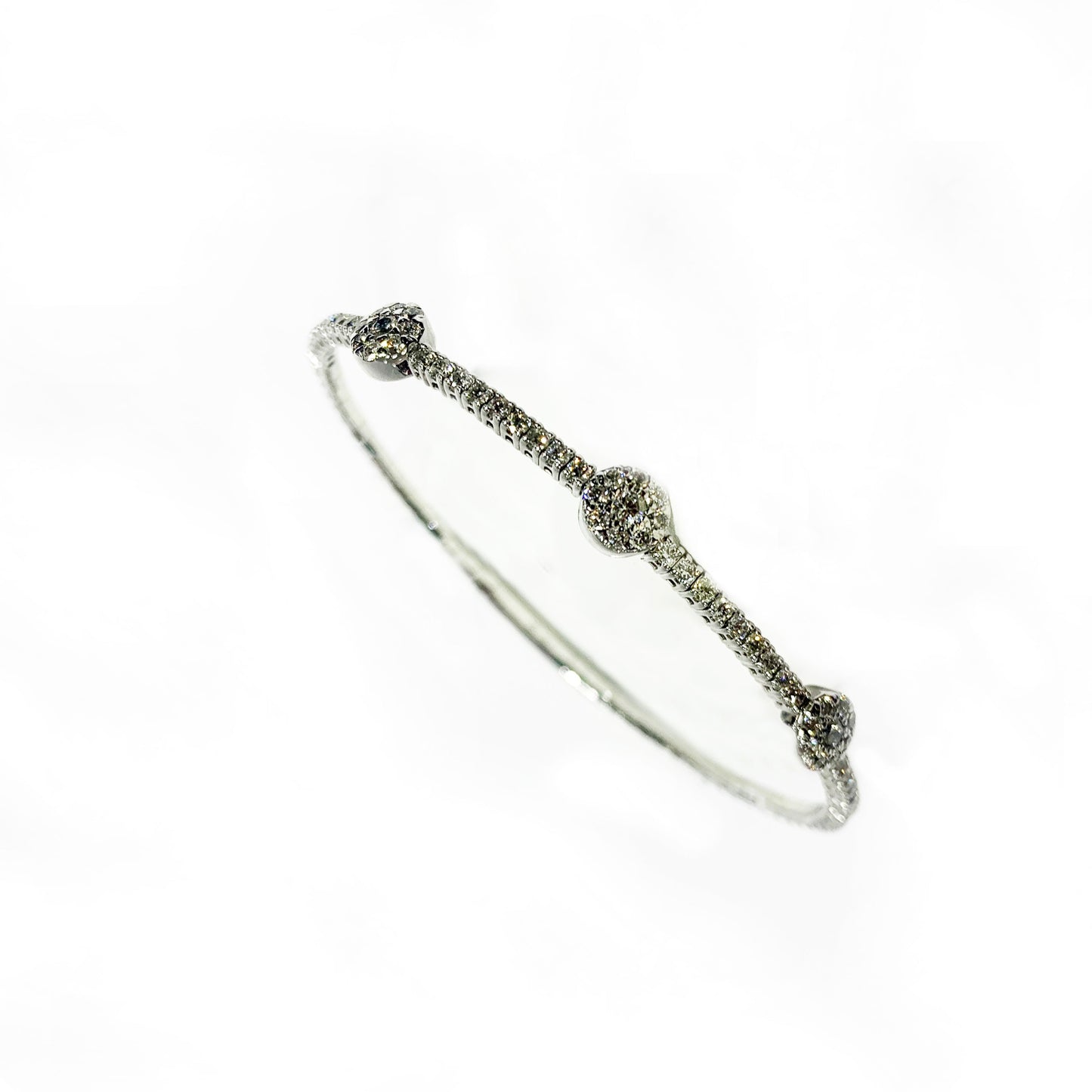 14k White Gold White Diamond Flex Bangle