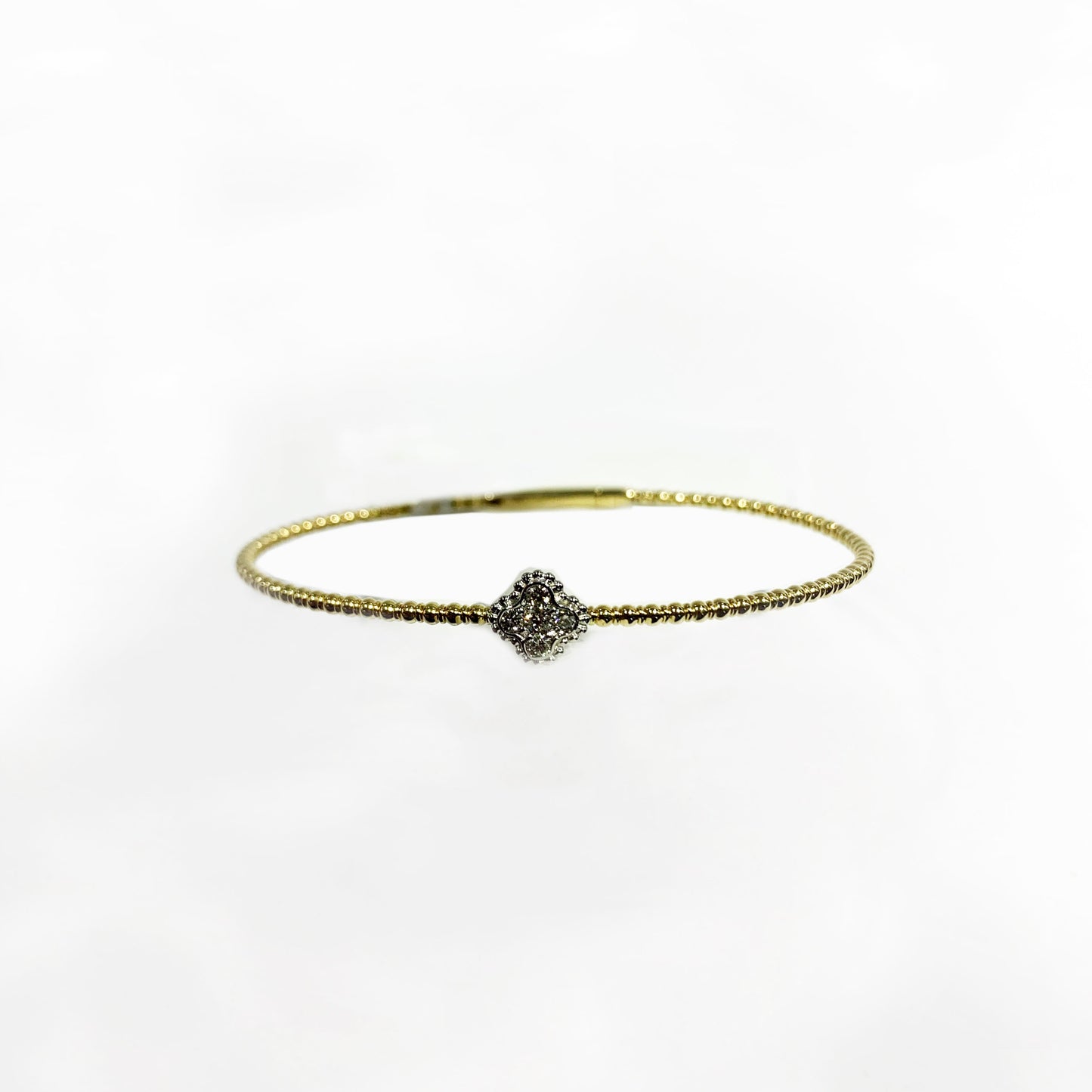 14k Yellow Gold White Diamond Flex Bangle