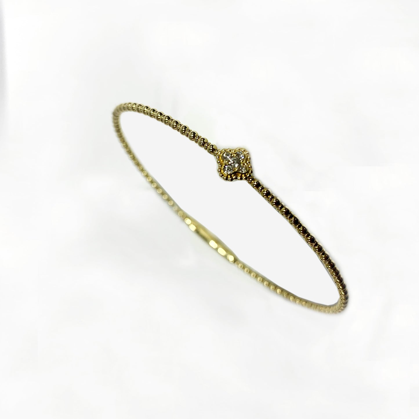 14k Yellow Gold White Diamond Flex Bangle