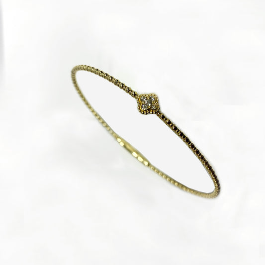 14k Yellow Gold White Diamond Flex Bangle