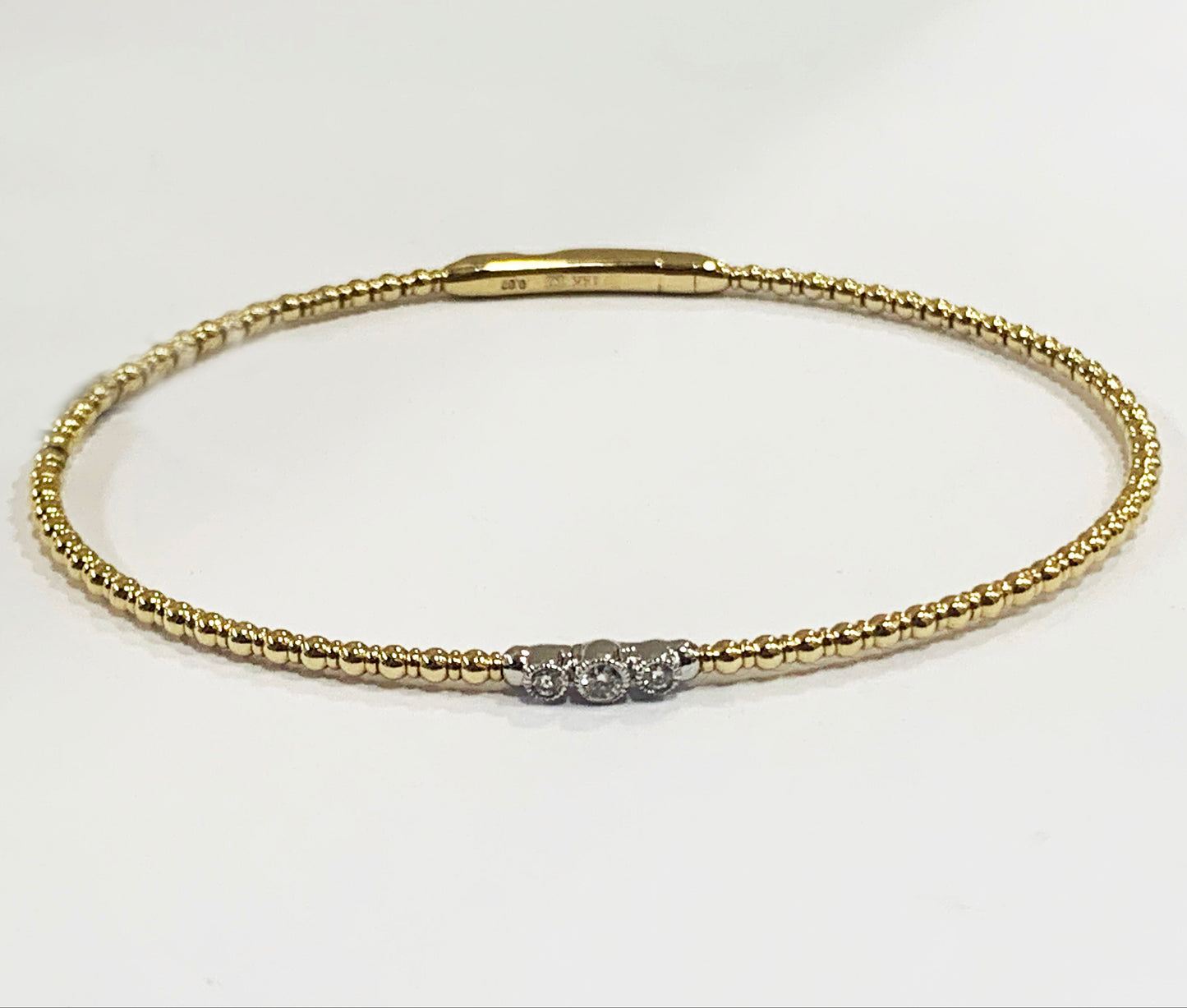 14k Two Tone Gold White Diamond Flex Bangle