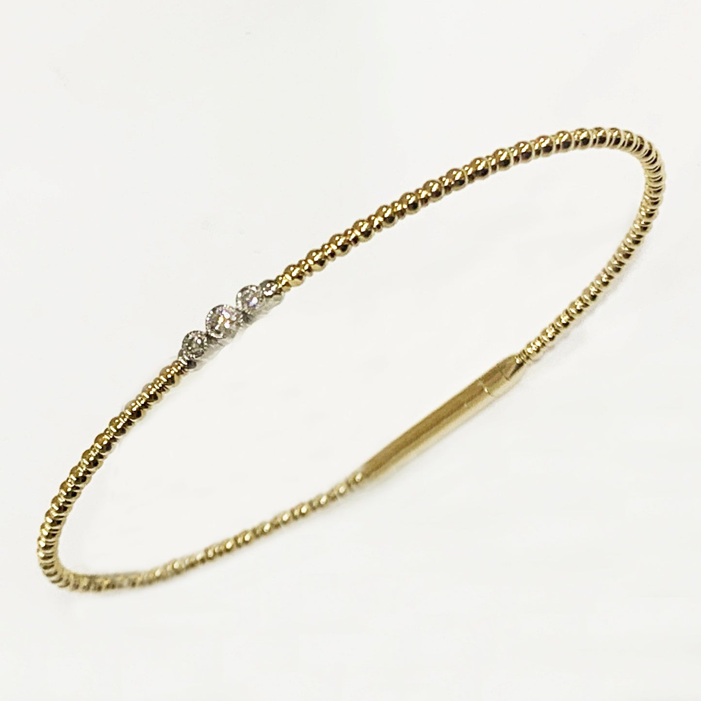 14k Two Tone Gold White Diamond Flex Bangle