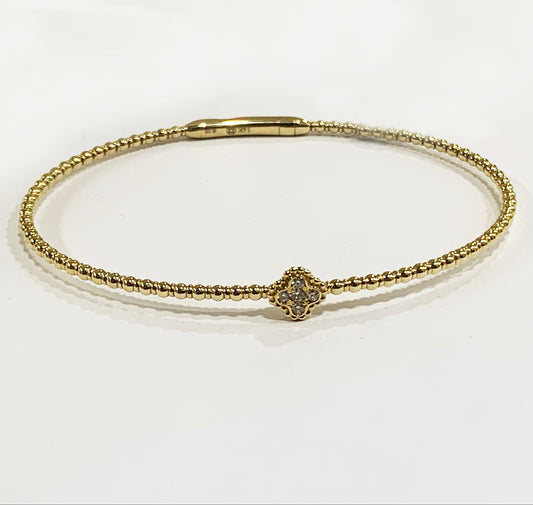 14k Yellow Gold White Diamond Flex Bangle